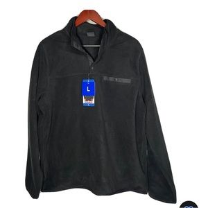 32 Degrees Heat Light Fleece 1/4 buttons/pocket men’s Pullover Size L Black